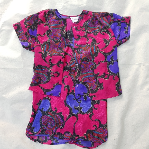 Vtg Silky Paisley Lingerie Slip Set - Picture 2 of 7